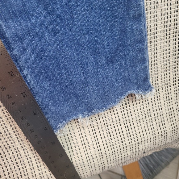 Paige Jeans Womens 26‎ Blue Accent Straight Leg Frayed Hem Stretch Denim Pants - Picture 4 of 9